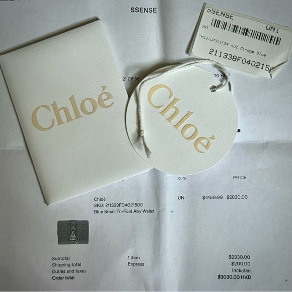 Chloé Aby Small Square Padlock Wallet in Mirage Blue - Picture 9 of 10